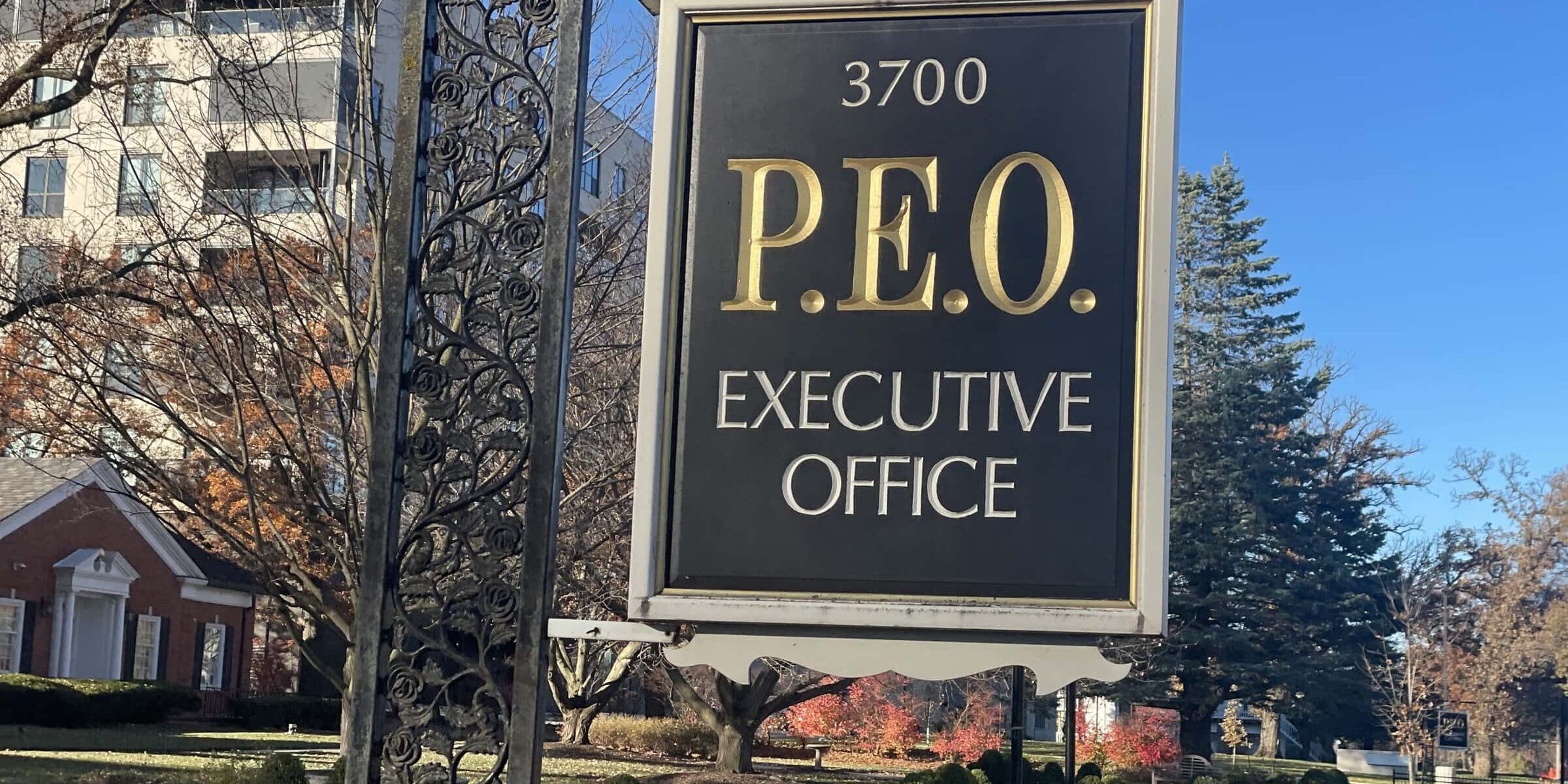 P.E.O. Executive Office front yard sign